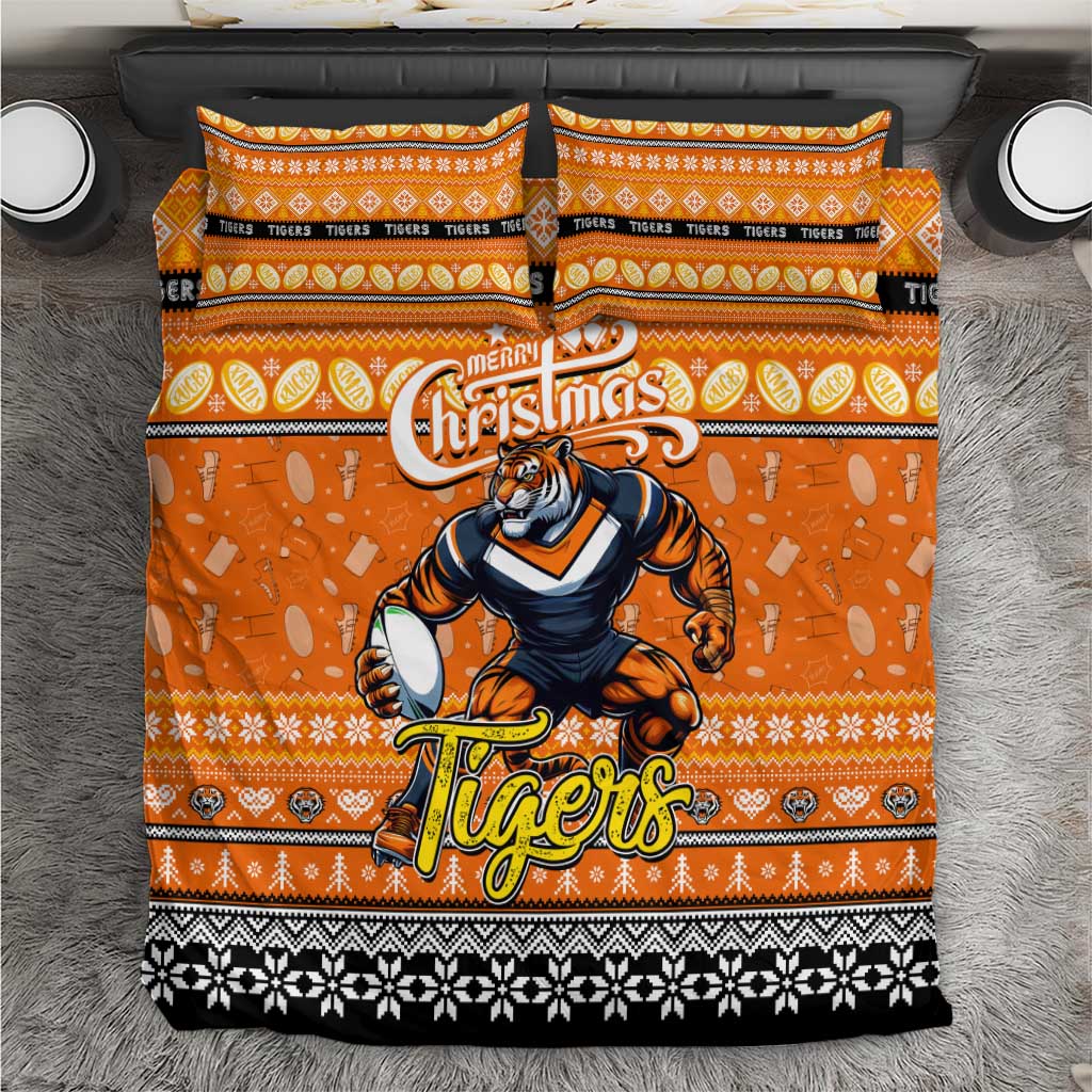 Tigers Rugby Xmas Bedding Set Australia NRL Mascot - Vibe Hoodie Shop