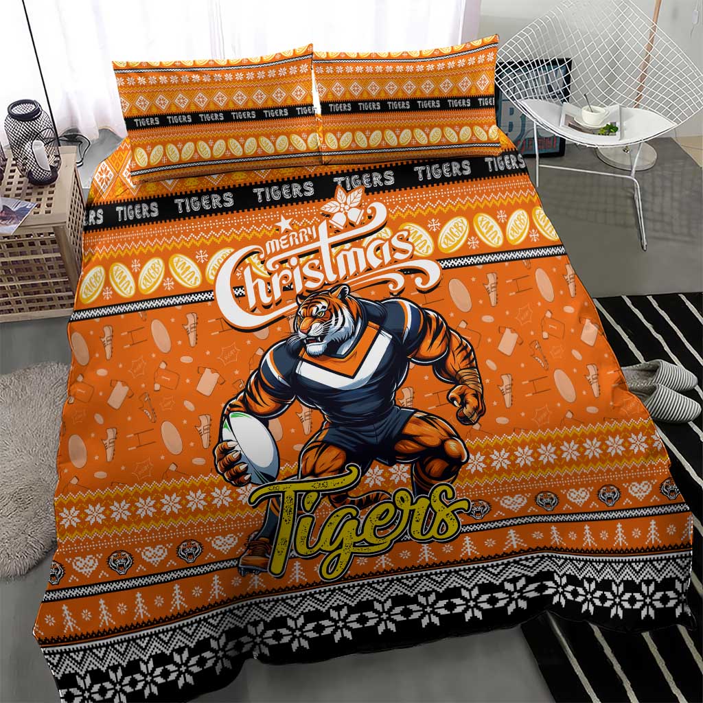 Tigers Rugby Xmas Bedding Set Australia NRL Mascot - Vibe Hoodie Shop