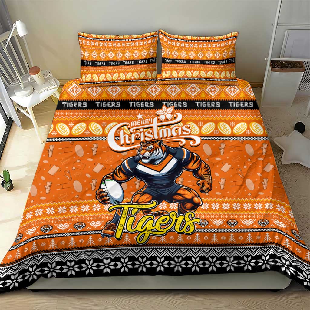 Tigers Rugby Xmas Bedding Set Australia NRL Mascot - Vibe Hoodie Shop