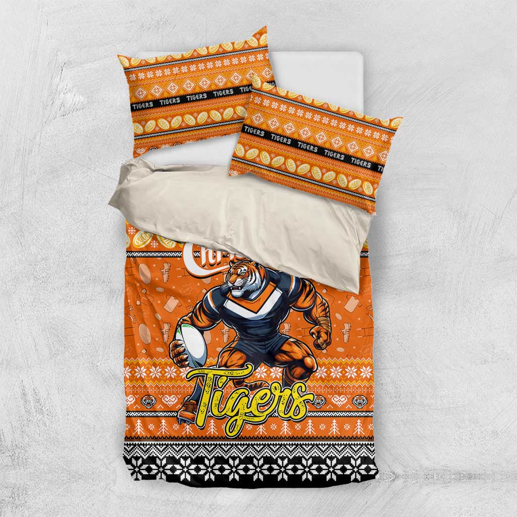 Tigers Rugby Xmas Bedding Set Australia NRL Mascot - Vibe Hoodie Shop