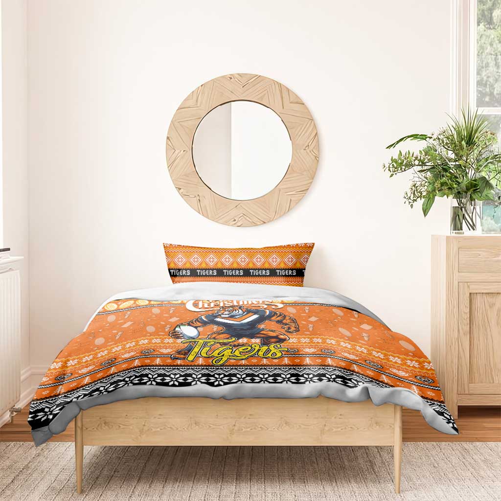 Tigers Rugby Xmas Bedding Set Australia NRL Mascot - Vibe Hoodie Shop