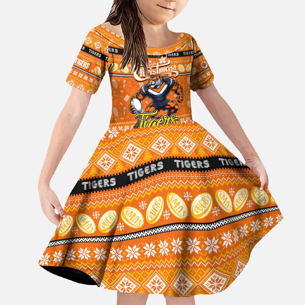 Personalized Tigers Rugby Xmas Family Matching Mermaid Dress and Hawaiian Shirt Australia NRL Mascot