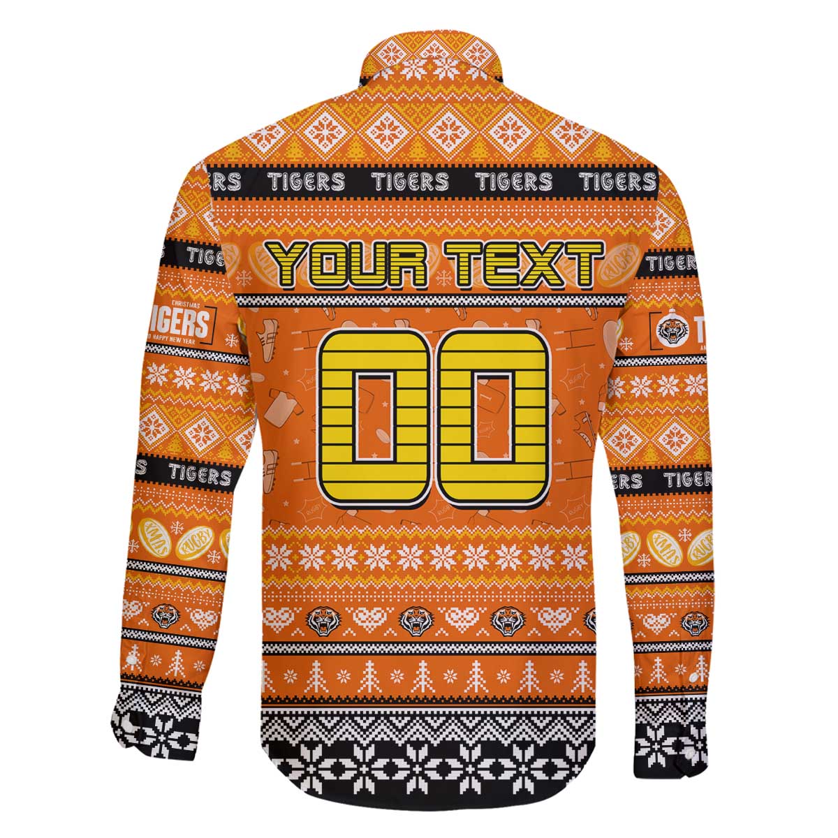 Personalized Tigers Rugby Xmas Family Matching Off The Shoulder Long Sleeve Dress and Hawaiian Shirt Australia NRL Mascot
