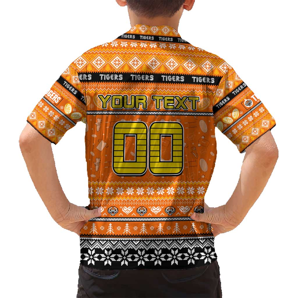 Personalized Tigers Rugby Xmas Family Matching Off Shoulder Maxi Dress and Hawaiian Shirt Australia NRL Mascot