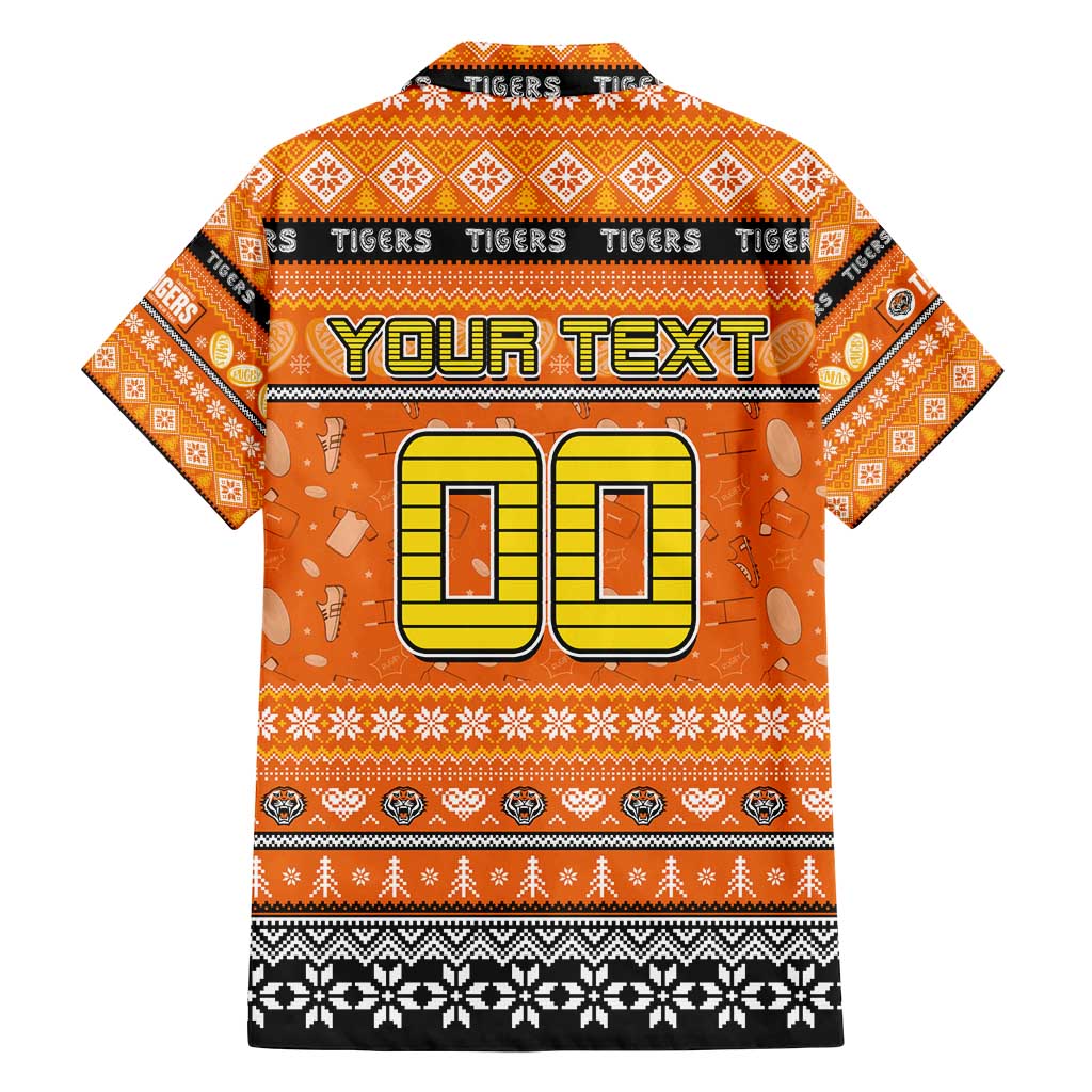 Personalized Tigers Rugby Xmas Family Matching Off Shoulder Maxi Dress and Hawaiian Shirt Australia NRL Mascot