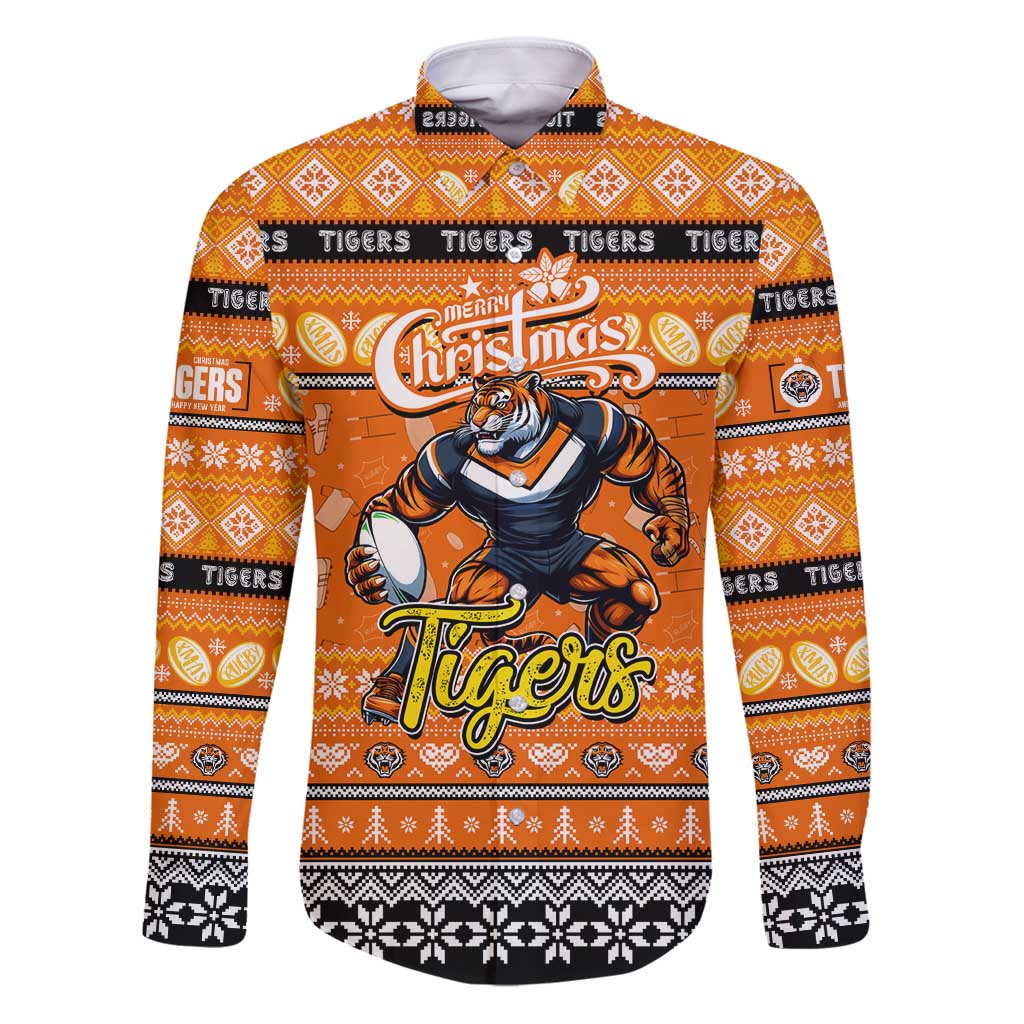 Personalized Tigers Rugby Xmas Family Matching Puletasi and Hawaiian Shirt Australia NRL Mascot