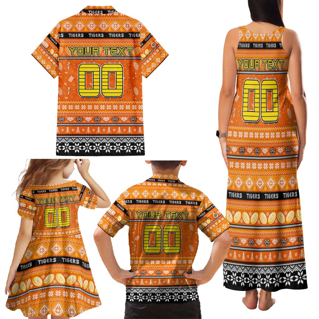 Personalized Tigers Rugby Xmas Family Matching Tank Maxi Dress and Hawaiian Shirt Australia NRL Mascot