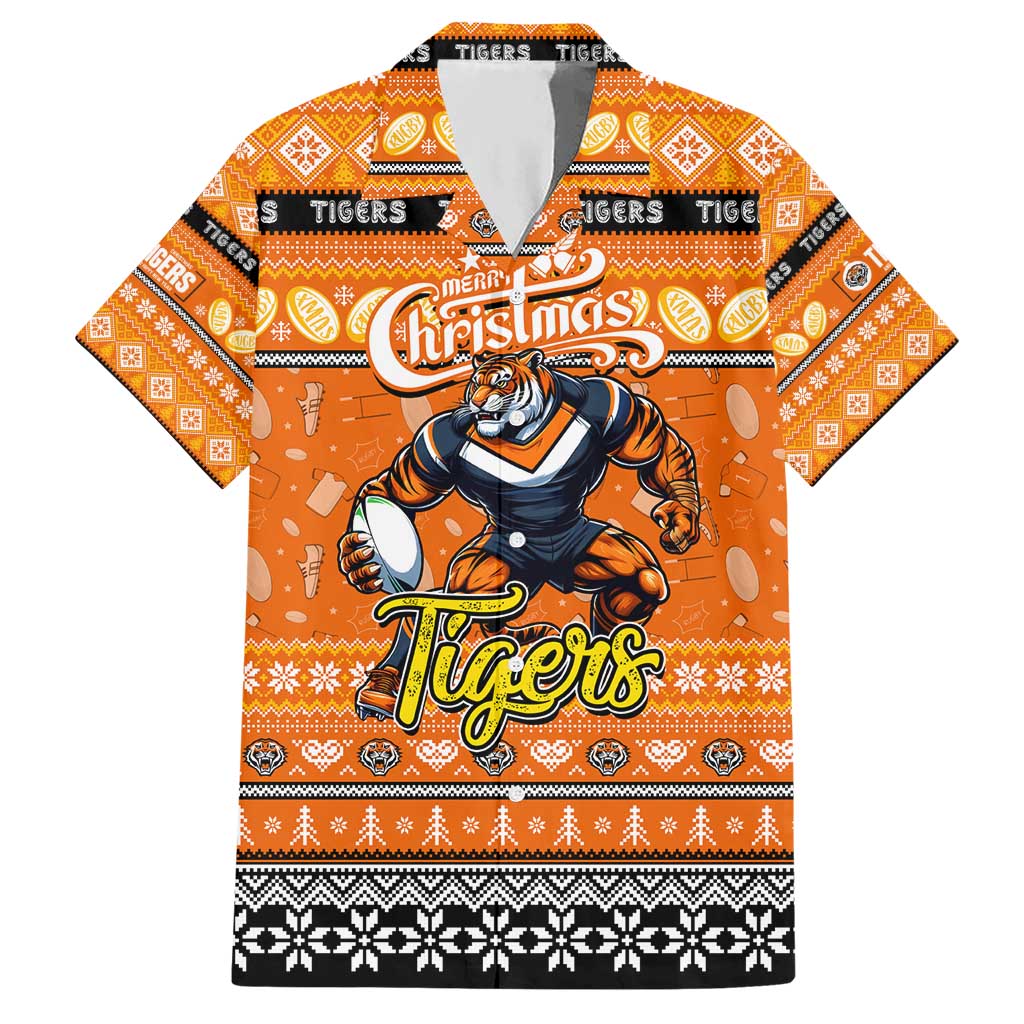 Personalized Tigers Rugby Xmas Hawaiian Shirt Australia NRL Mascot - Vibe Hoodie Shop