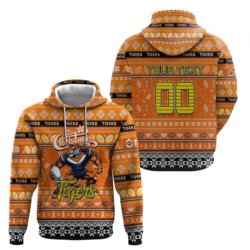 Personalized Tigers Rugby Xmas Hoodie Australia NRL Mascot - Vibe Hoodie Shop