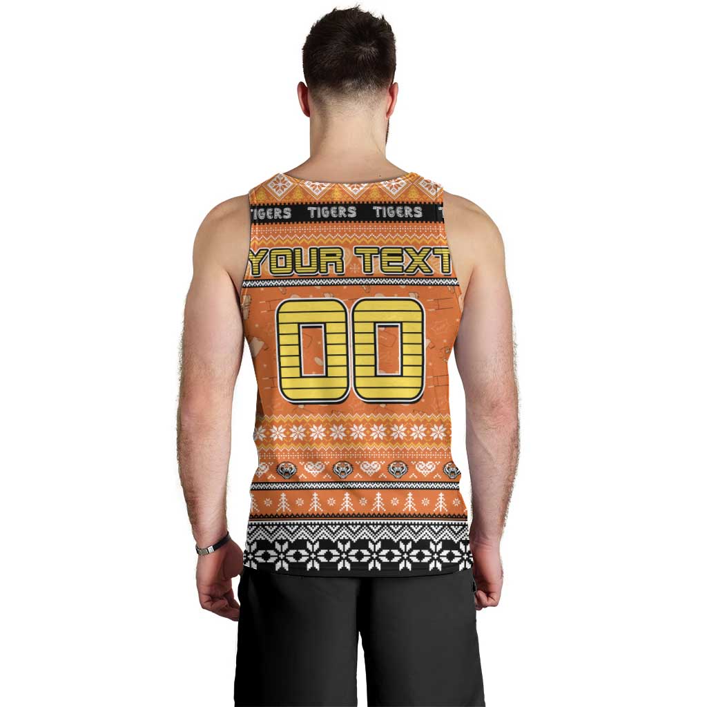 Personalized Tigers Rugby Xmas Men Tank Top Australia NRL Mascot - Vibe Hoodie Shop