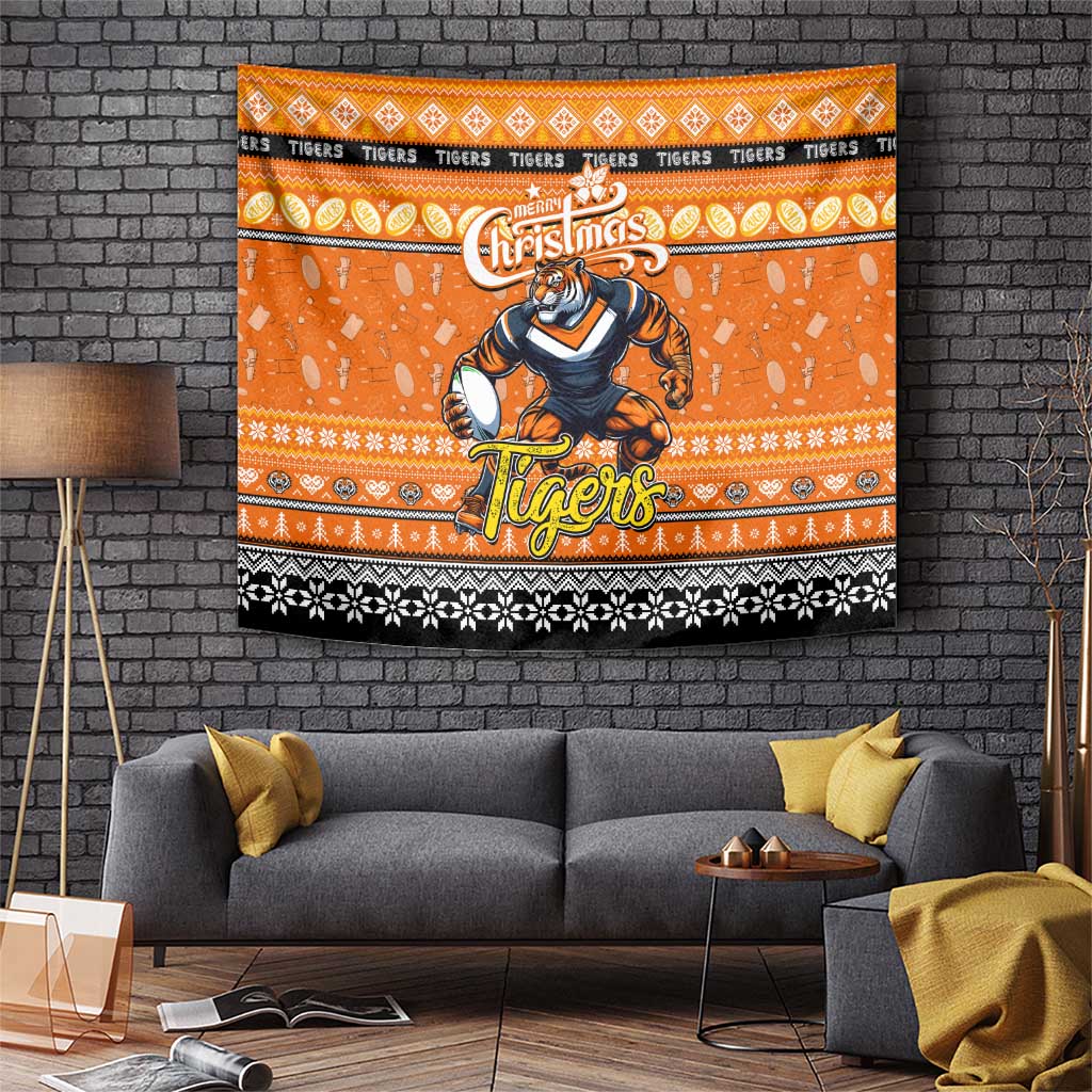 Tigers Rugby Xmas Tapestry Australia NRL Mascot - Vibe Hoodie Shop