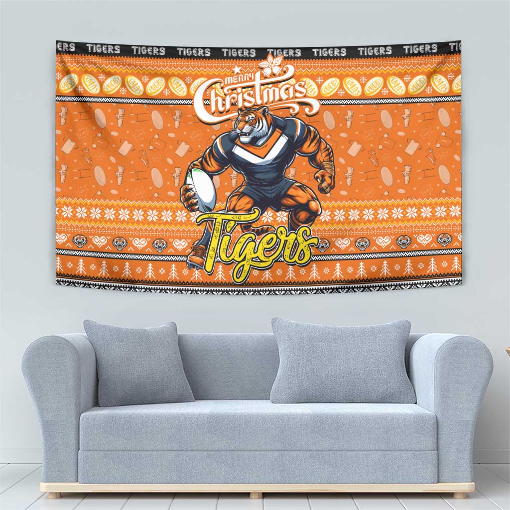 Tigers Rugby Xmas Tapestry Australia NRL Mascot - Vibe Hoodie Shop