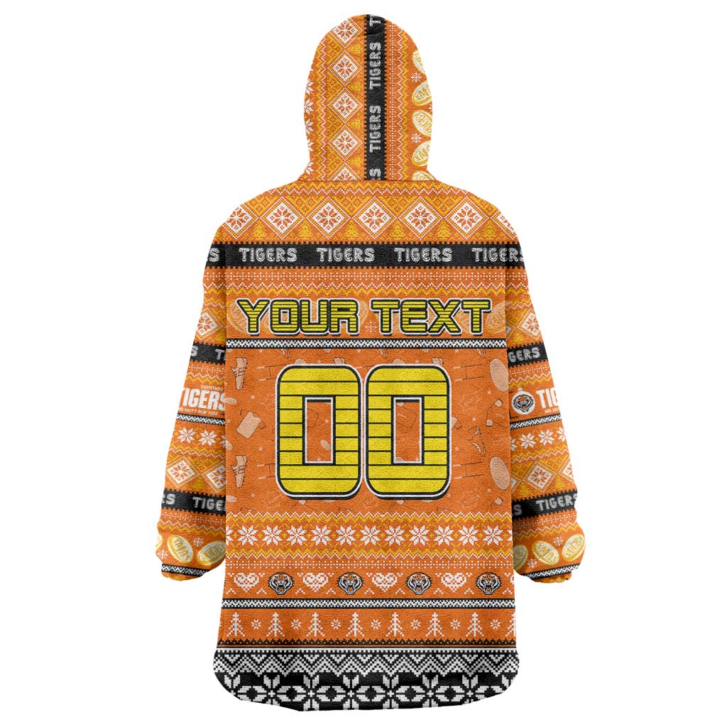 Personalized Tigers Rugby Xmas Wearable Blanket Hoodie Australia NRL Mascot - Vibe Hoodie Shop