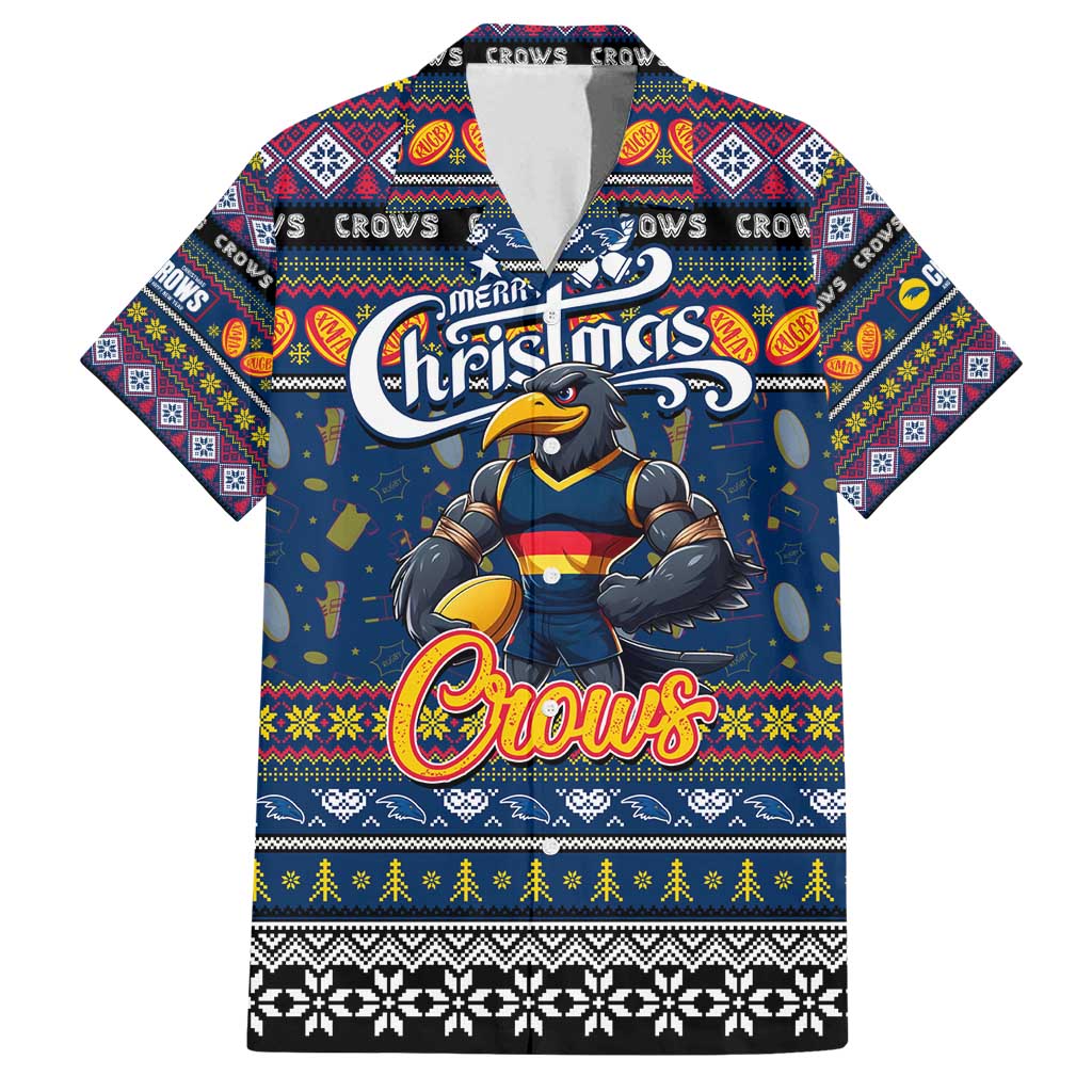 Personalized Crows Rugby Xmas Family Matching Off Shoulder Maxi Dress and Hawaiian Shirt Australia AFL Mascot