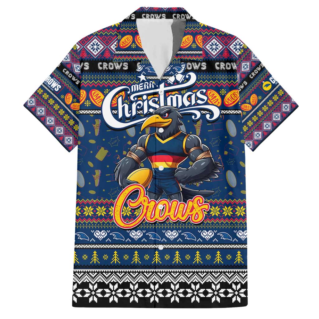 Personalized Crows Rugby Xmas Family Matching Short Sleeve Bodycon Dress and Hawaiian Shirt Australia AFL Mascot