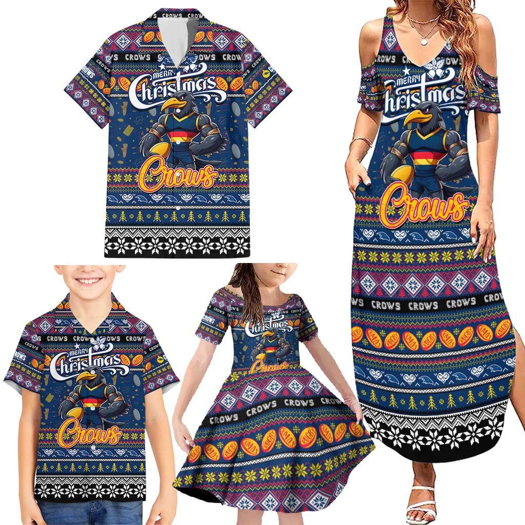 Personalized Crows Rugby Xmas Family Matching Summer Maxi Dress and Hawaiian Shirt Australia AFL Mascot