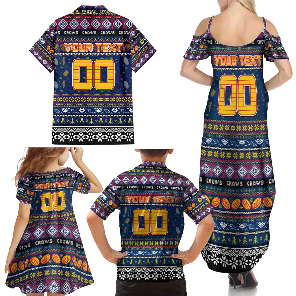Personalized Crows Rugby Xmas Family Matching Summer Maxi Dress and Hawaiian Shirt Australia AFL Mascot