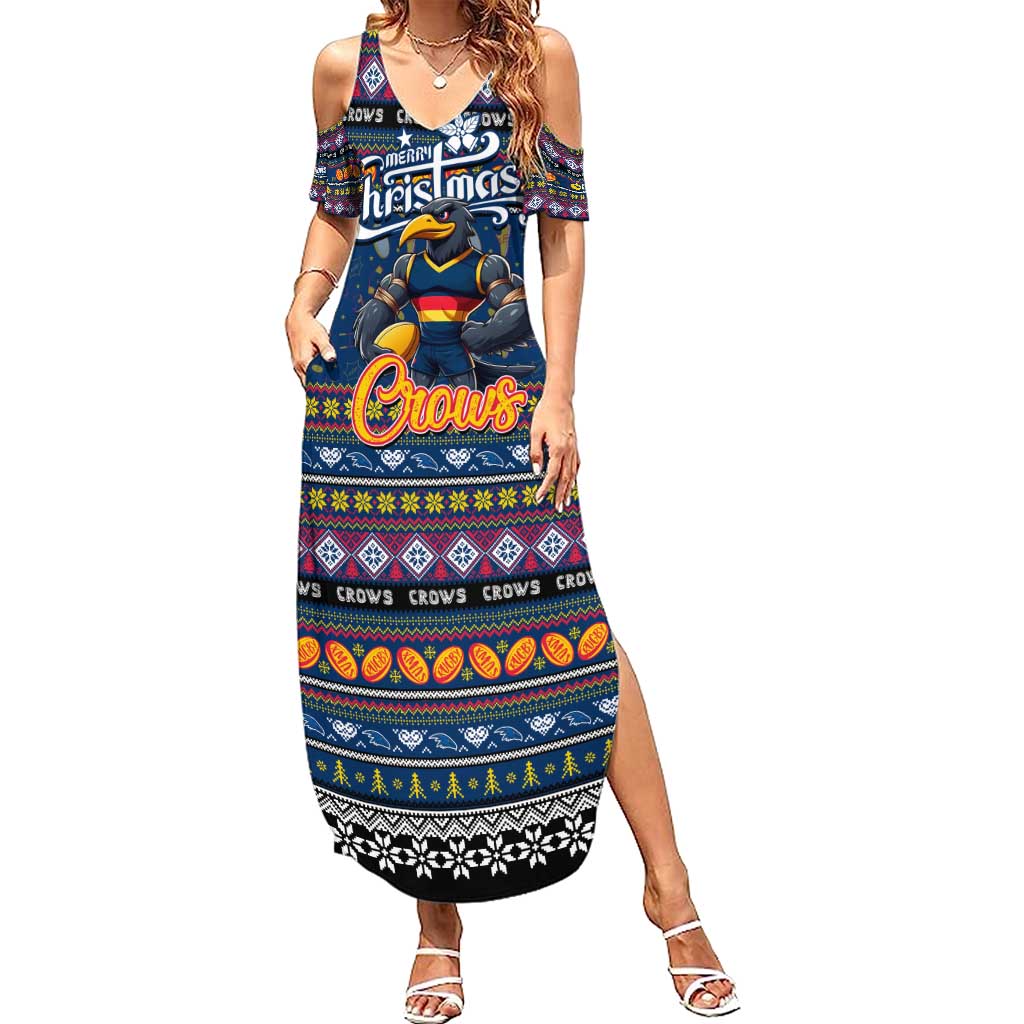 Personalized Crows Rugby Xmas Family Matching Summer Maxi Dress and Hawaiian Shirt Australia AFL Mascot