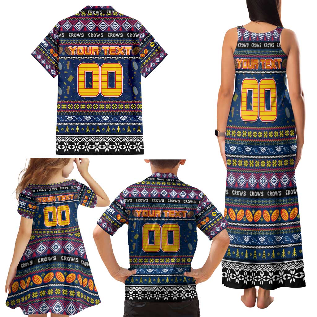 Personalized Crows Rugby Xmas Family Matching Tank Maxi Dress and Hawaiian Shirt Australia AFL Mascot