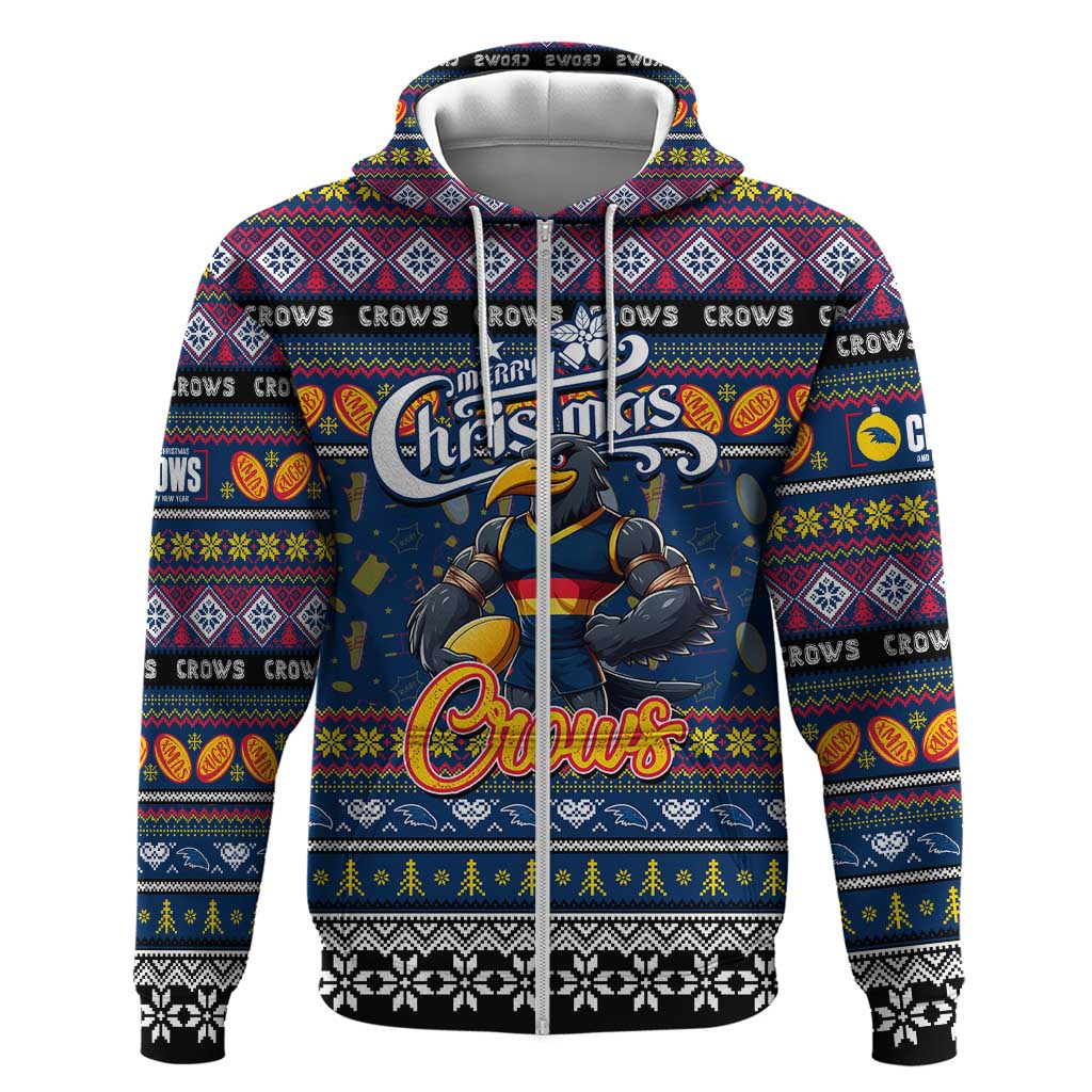 Personalized Crows Football Xmas Hoodie Australia AFL Mascot - Vibe Hoodie Shop