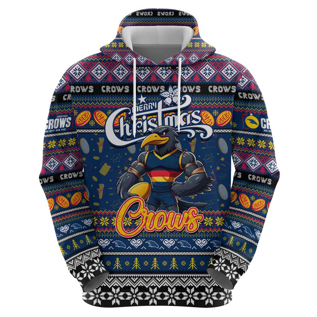 Personalized Crows Football Xmas Hoodie Australia AFL Mascot - Vibe Hoodie Shop