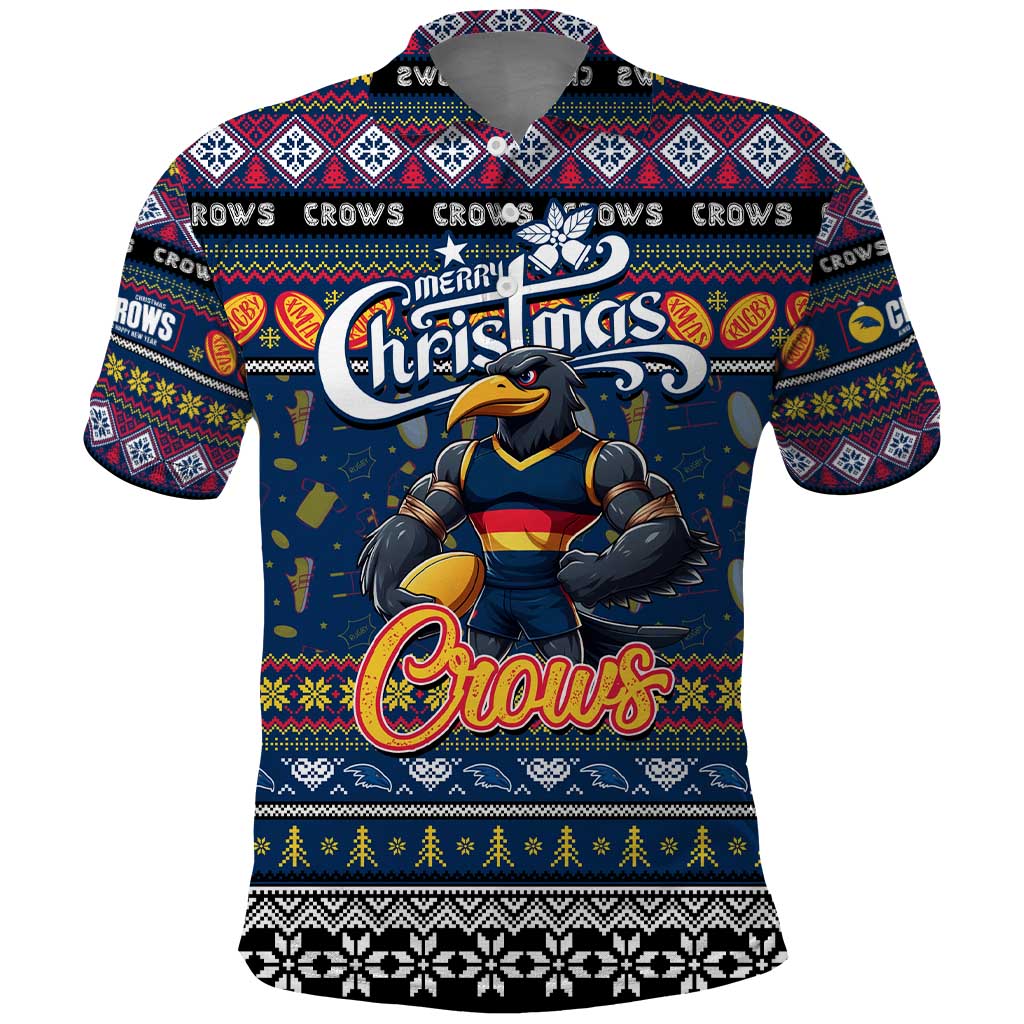 Personalized Crows Football Xmas Polo Shirt Australia AFL Mascot - Vibe Hoodie Shop