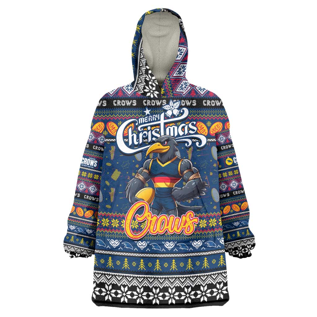 Personalized Crows Football Xmas Wearable Blanket Hoodie Australia AFL Mascot - Vibe Hoodie Shop