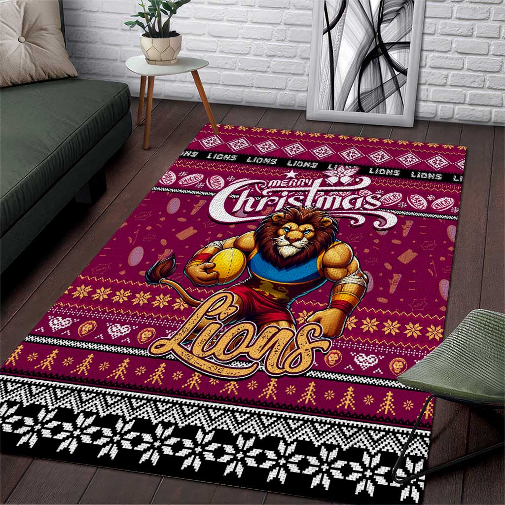 Lions Football Xmas Area Rug Australia AFL Mascot - Vibe Hoodie Shop