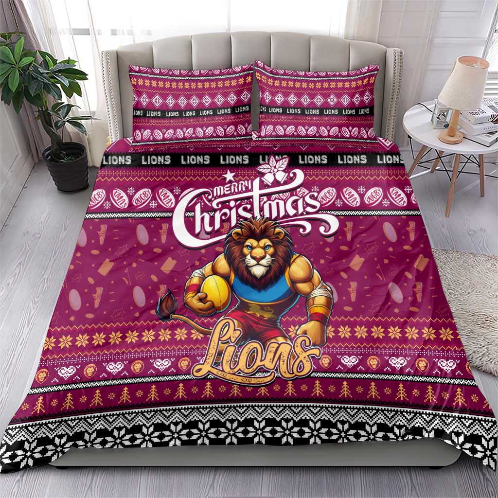 Lions Football Xmas Bedding Set Australia AFL Mascot - Vibe Hoodie Shop