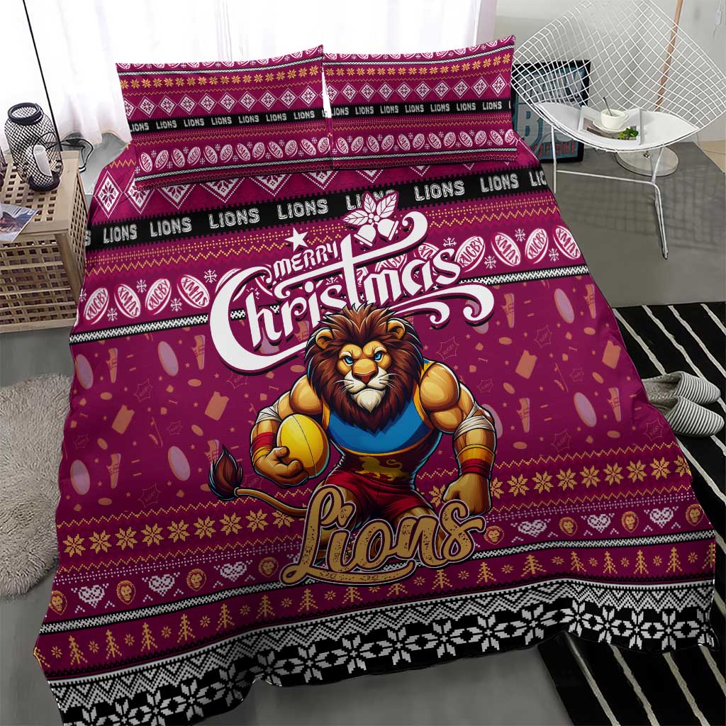 Lions Football Xmas Bedding Set Australia AFL Mascot - Vibe Hoodie Shop