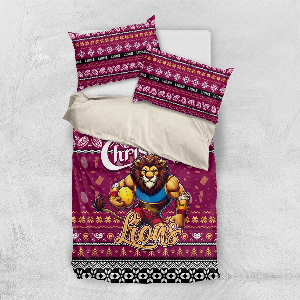 Lions Football Xmas Bedding Set Australia AFL Mascot - Vibe Hoodie Shop
