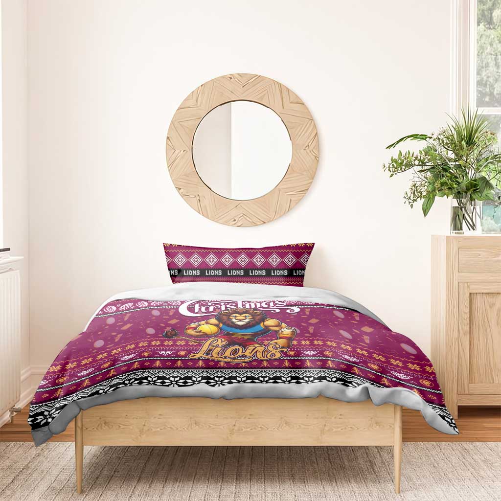 Lions Football Xmas Bedding Set Australia AFL Mascot - Vibe Hoodie Shop