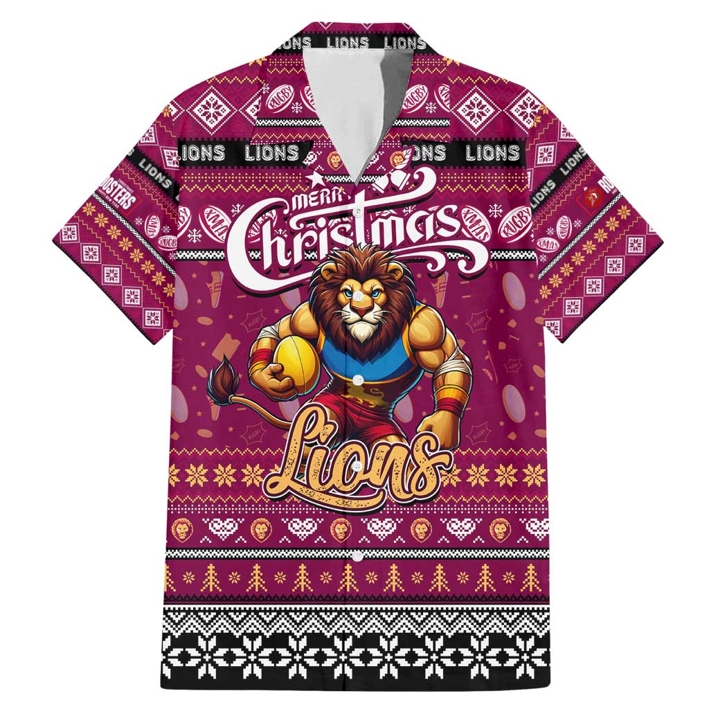 Personalized Lions Rugby Xmas Family Matching Mermaid Dress and Hawaiian Shirt Australia AFL Mascot