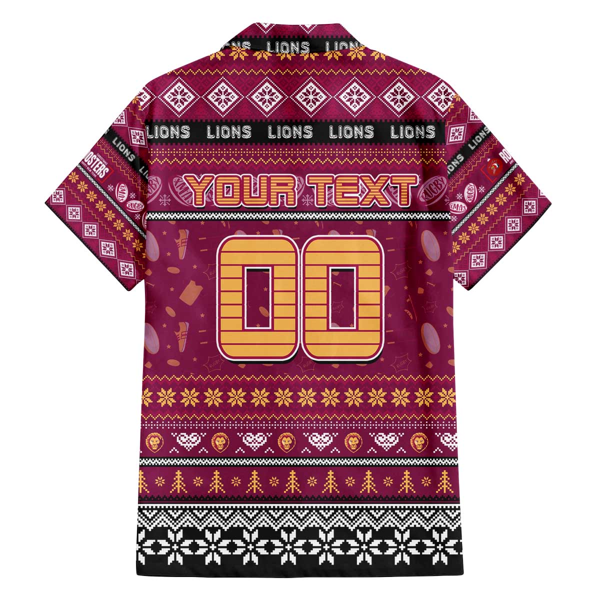 Personalized Lions Rugby Xmas Family Matching Off The Shoulder Long Sleeve Dress and Hawaiian Shirt Australia AFL Mascot