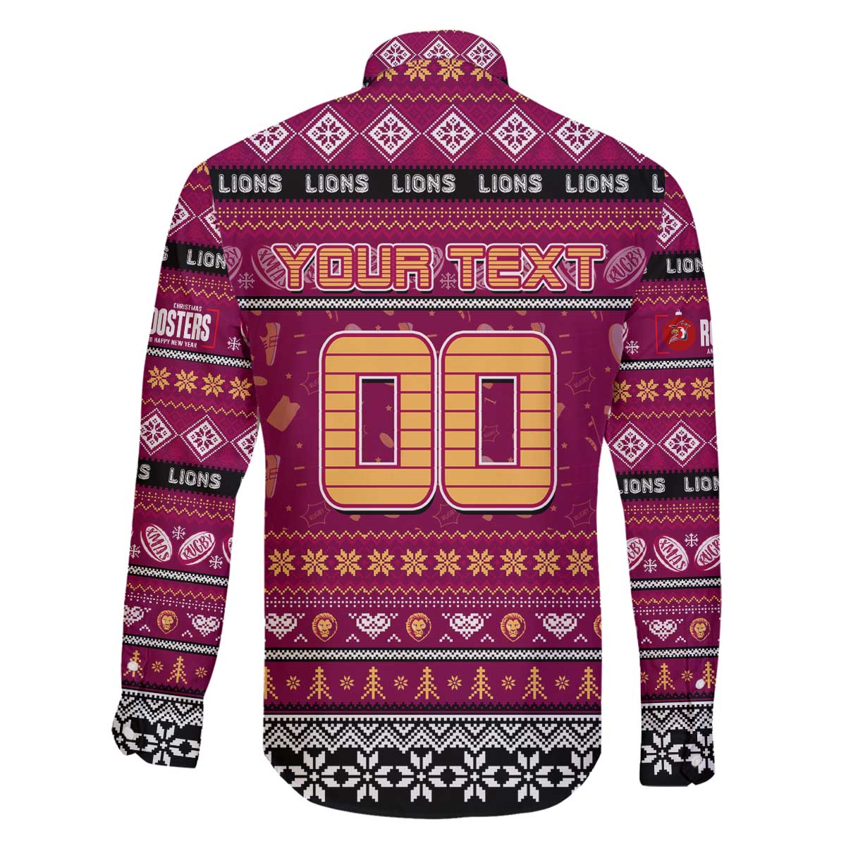 Personalized Lions Rugby Xmas Family Matching Off The Shoulder Long Sleeve Dress and Hawaiian Shirt Australia AFL Mascot