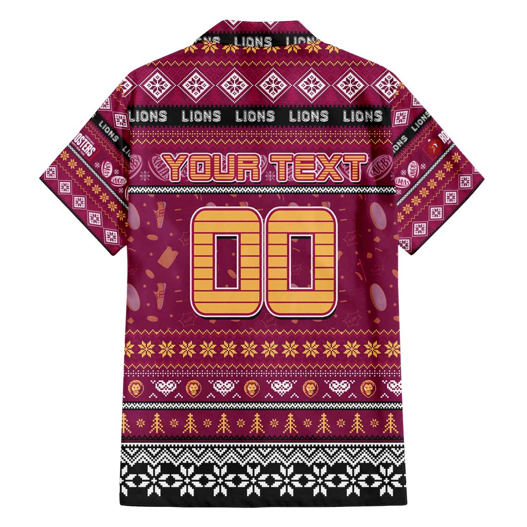 Personalized Lions Rugby Xmas Family Matching Off Shoulder Short Dress and Hawaiian Shirt Australia AFL Mascot