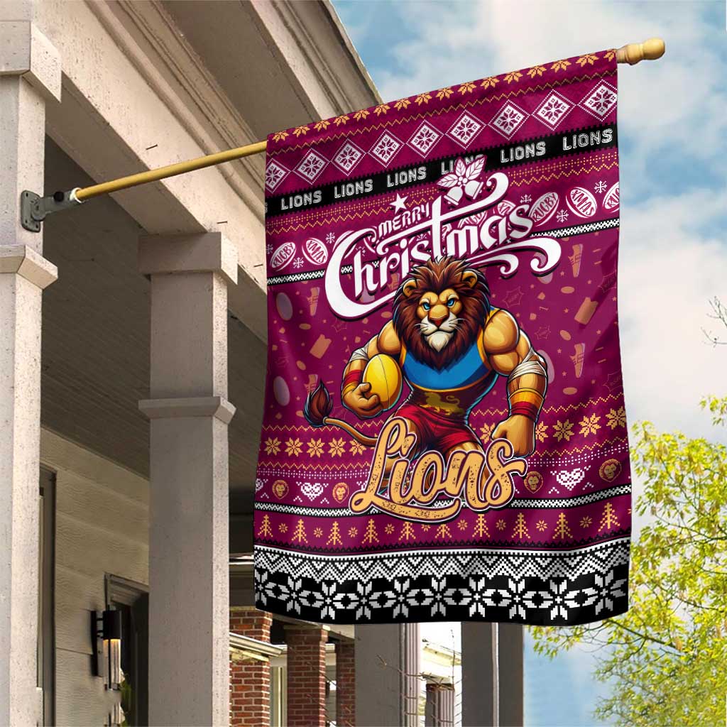 Lions Football Xmas Garden Flag Australia AFL Mascot - Vibe Hoodie Shop