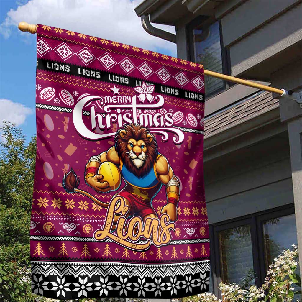 Lions Football Xmas Garden Flag Australia AFL Mascot - Vibe Hoodie Shop