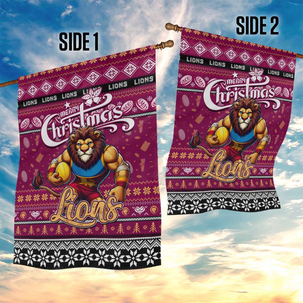 Lions Football Xmas Garden Flag Australia AFL Mascot - Vibe Hoodie Shop