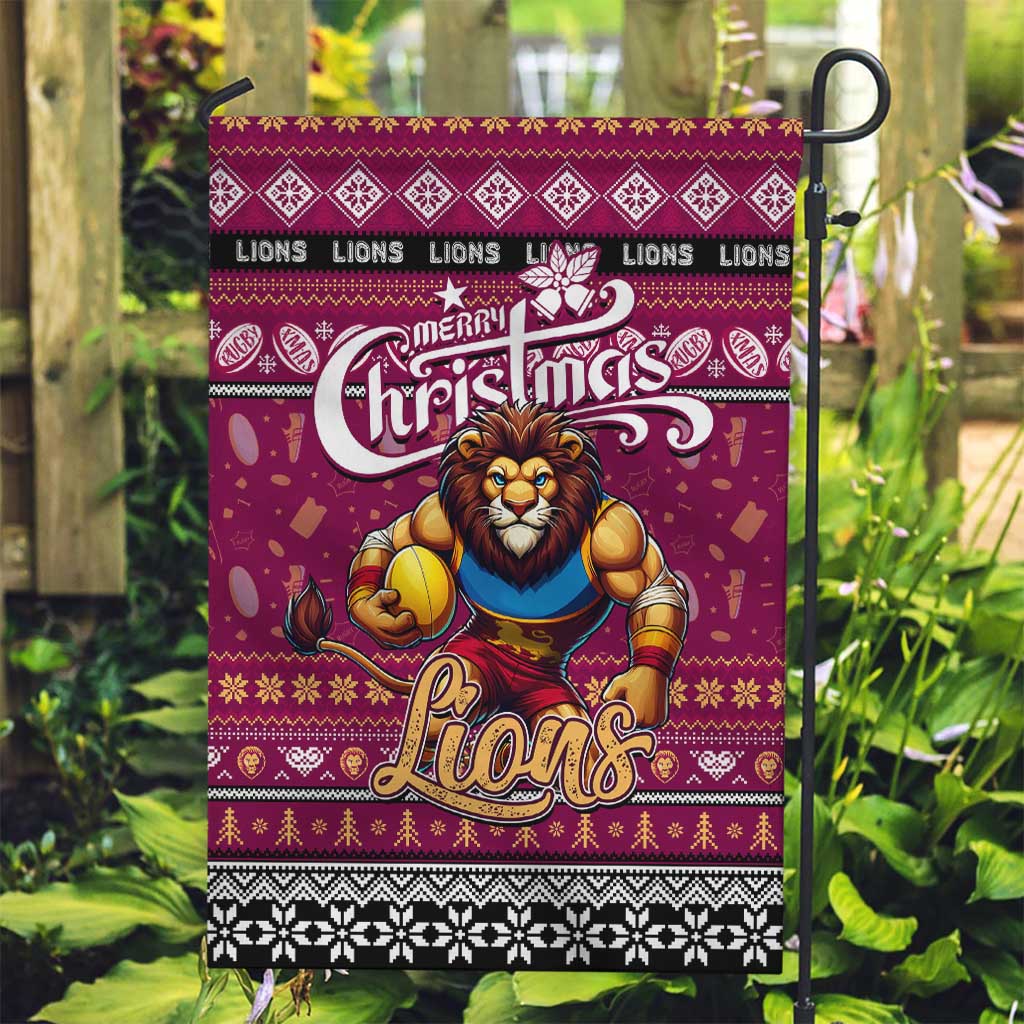 Lions Football Xmas Garden Flag Australia AFL Mascot - Vibe Hoodie Shop