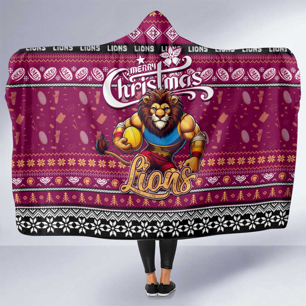 Lions Football Xmas Hooded Blanket Australia AFL Mascot