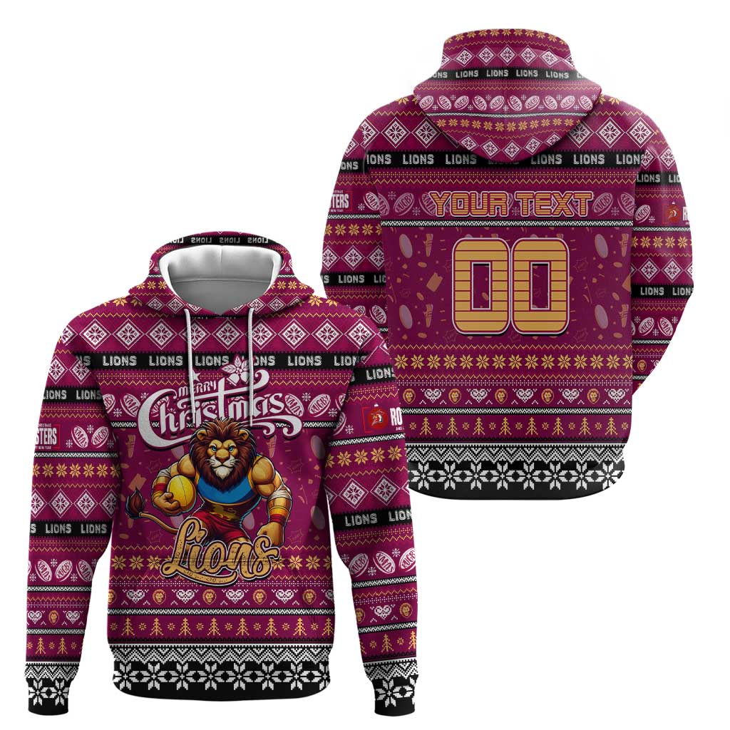 Personalized Lions Football Xmas Hoodie Australia AFL Mascot - Vibe Hoodie Shop