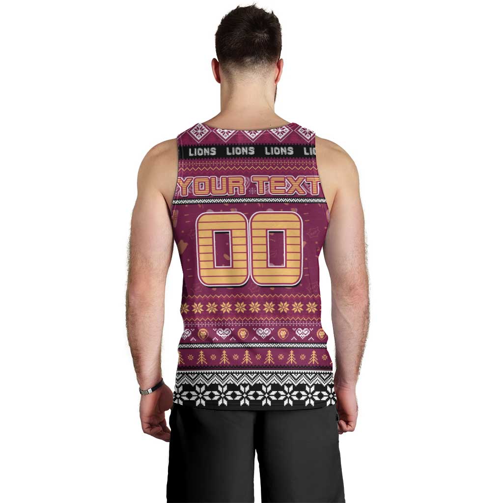 Personalized Lions Football Xmas Men Tank Top Australia AFL Mascot - Vibe Hoodie Shop