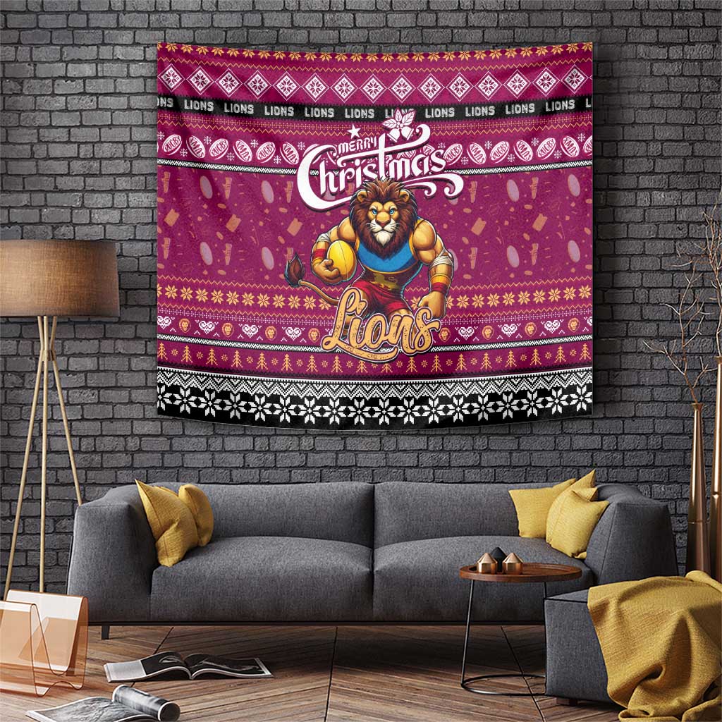 Lions Football Xmas Tapestry Australia AFL Mascot - Vibe Hoodie Shop