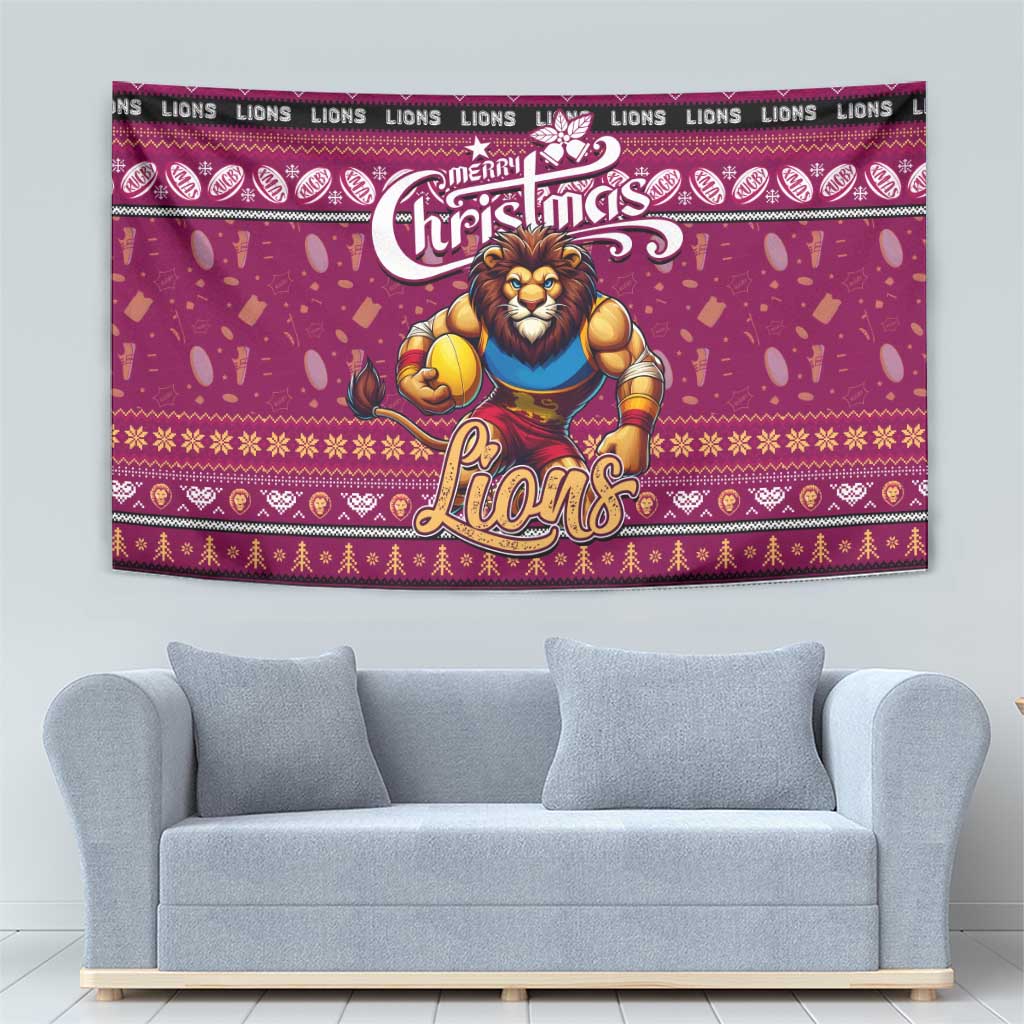 Lions Football Xmas Tapestry Australia AFL Mascot - Vibe Hoodie Shop