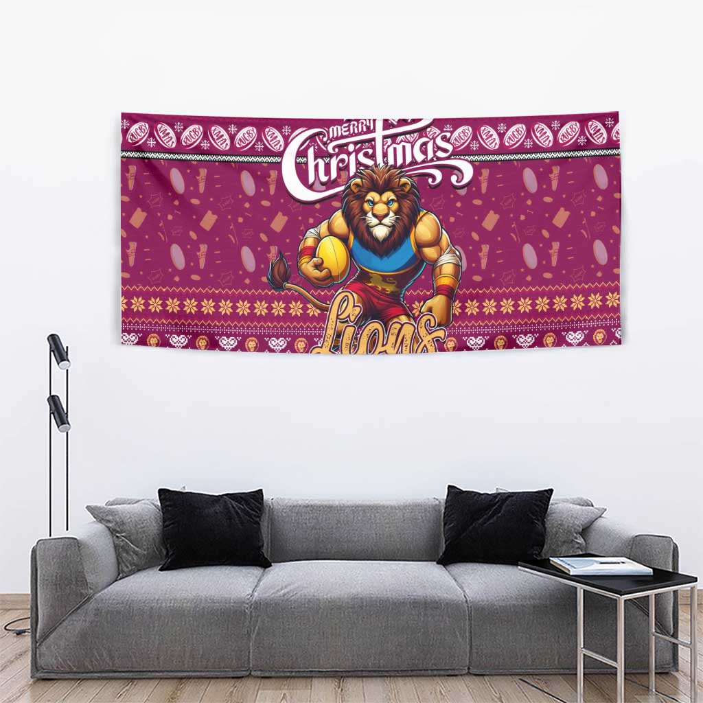 Lions Football Xmas Tapestry Australia AFL Mascot - Vibe Hoodie Shop