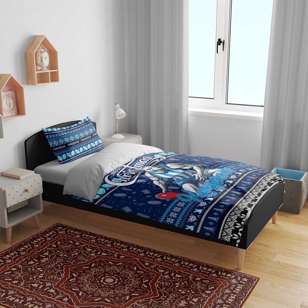Kangaroos Football Xmas Bedding Set Australia AFL Mascot - Vibe Hoodie Shop