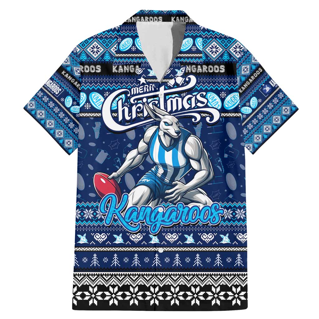 Personalized Kangaroos Rugby Xmas Family Matching Mermaid Dress and Hawaiian Shirt Australia AFL Mascot
