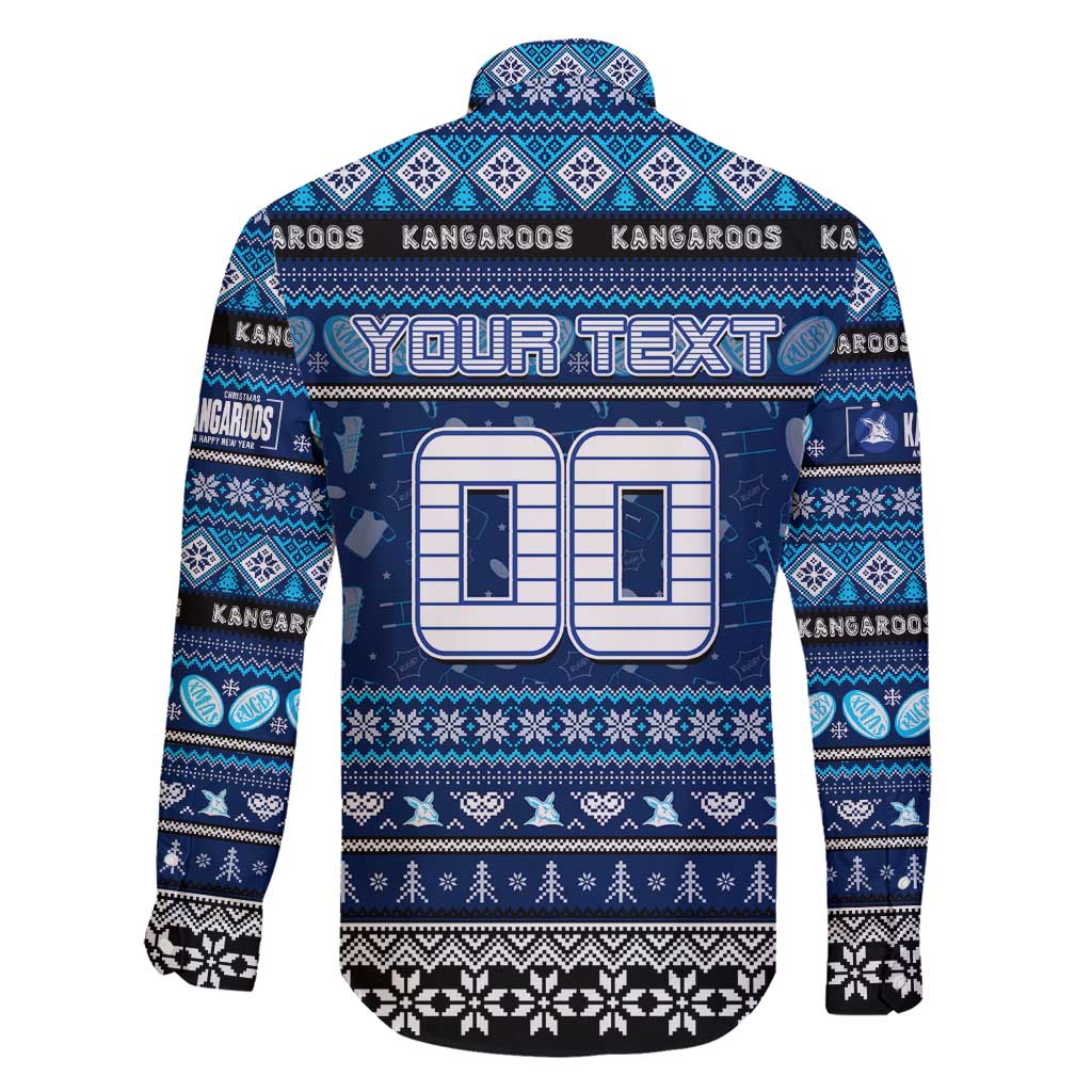 Personalized Kangaroos Rugby Xmas Family Matching Short Sleeve Bodycon Dress and Hawaiian Shirt Australia AFL Mascot