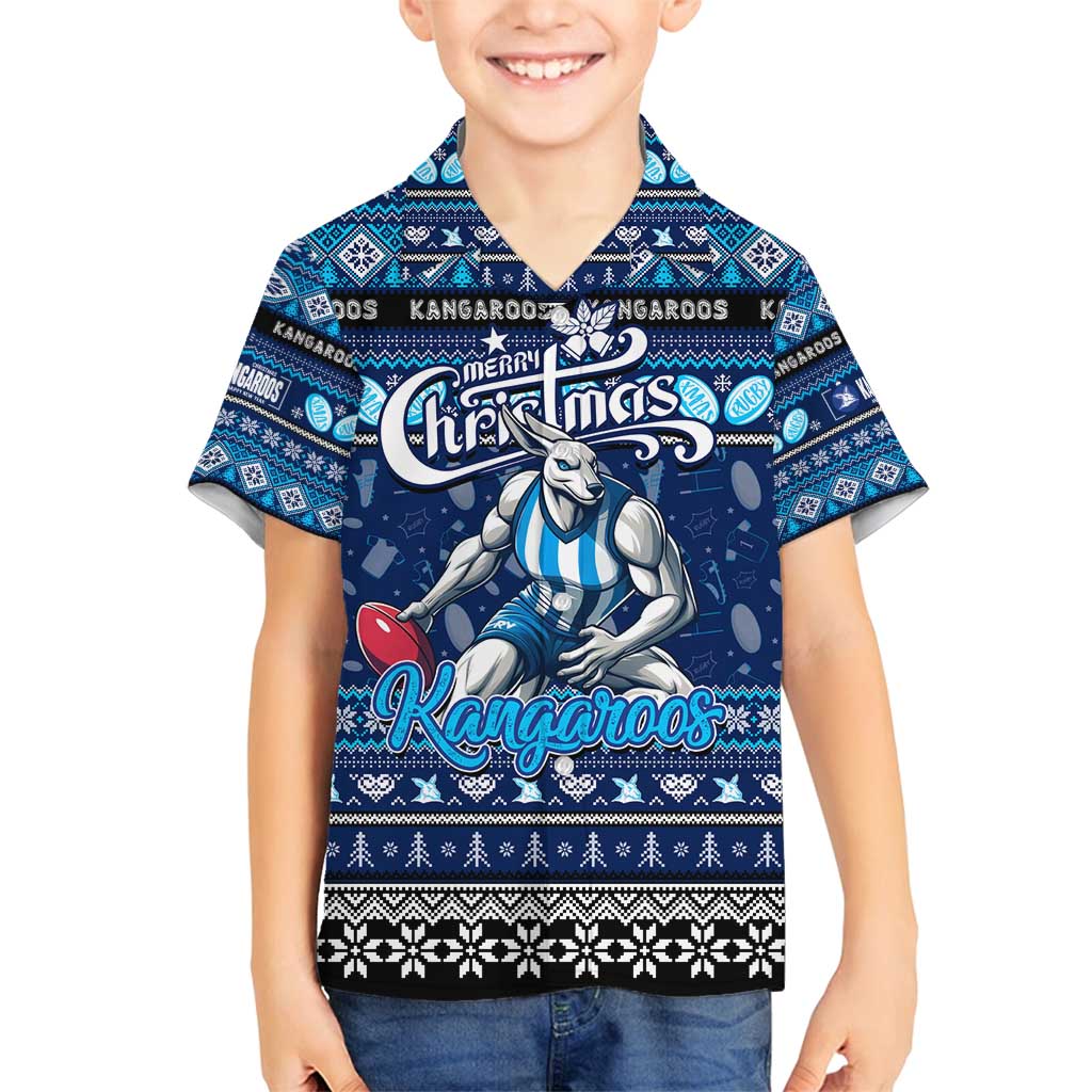 Personalized Kangaroos Rugby Xmas Family Matching Summer Maxi Dress and Hawaiian Shirt Australia AFL Mascot